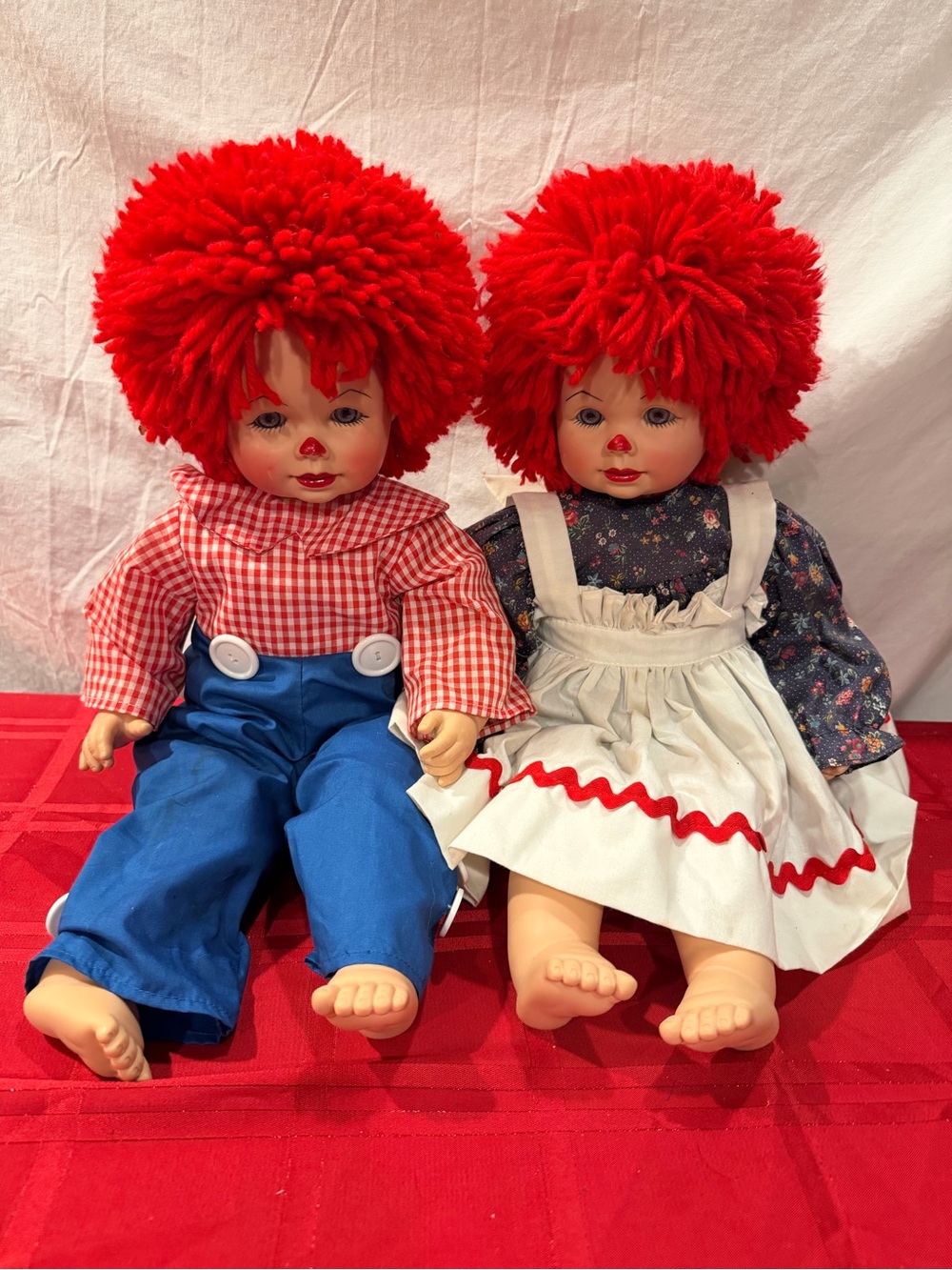Pair of Red-Haired Cloth Play Dolls - Soft Fabric Kids Toys
